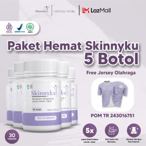 SKINNYKU - Paket Hemat 5 Botol Pelangsing Herbal Alami Gratis Jersey
