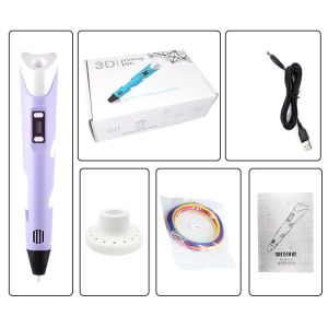 3D Printing Pen Kids Digital Intelligent DIY LCD Screen PLA Printing Pen Set Drawing Painting USB Pen Set Education Starter Kit Gifts RBT Starter Kit