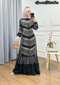 Gamis Twill Model Rempel Kain Motif Etnik Multicolor 3XL/4XL