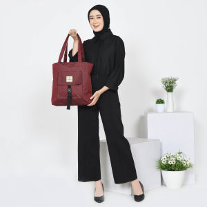 Tote Bag Poliester Abstrak dengan Resleting untuk Kuliah dan Acara - Desain Elegan dan Casual