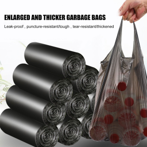 15/100pcs Trash Bag Export Quality PE Material Biodegradable Thick Trash Bag lack Rubbish Plastic Bag Extremely durable Thickened Waste Bag load-bearing Capacity