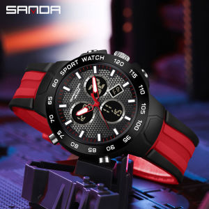 SANDA Top Brand Fashion Mens Digital Quartz Dual Display Watches Men Waterproof Complete Calendar Chrono Sports Wristwatch
