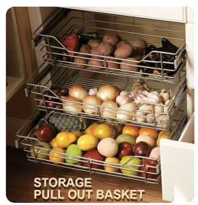 3 in 1 Layer Storage Pull out basket layer 304 stainless Pull out Kitchen basket
