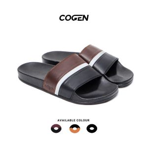 Cogen Sandal Slide Pria Sendal Slop Cowo Cologny Collection - Brown Black