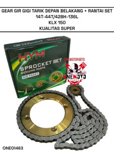 ORIMOTO- GEAR GIR GIGI TARIK DEPAN BELAKANG PLUS RANTAI SET 14T-44T/428H-136L KLX 150 KUALITAS SUPER