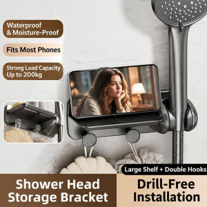 Multipurpose Shower Head Bracket Wall Mount Bathroom Rack With Drainage Soap Dish Self Adhesive Heavy Duty Handheld Bidet Holder Organizer