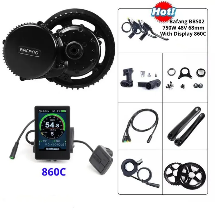 Bafang Mid Drive E-Bike KIT Motor BBS02 750W 48V 68mm LCD Display