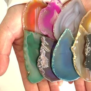 50-80mm Irregular Natural Onyx Agates Geode Slice No Hole Reiki Healing Chakra Stone For Home Decoration Finding Mineral Gifts