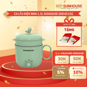 CA LẨU ĐIỆN 1.5L SUNHOUSE SHD4515G - Đa năng 4IN1 Kèm xửng hấ Phù hợp cho 1-2 người
