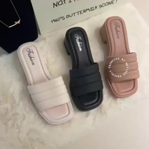[Free Shipping] Womens high-heeled sandals new summer fashion versatile for outdoor wear non-slip thick-soled slip-on sandals Ins Korean version
