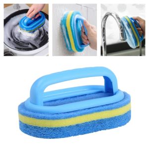 Cleaning Brush with Handle Kitchen Sponge Wipe Thickening Bathroom Tile Cleaning Sponge Household Stain Removal Clean Tools
