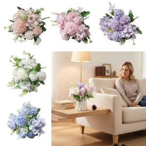 MODERNLUX Multicolor Hydrangea Artificial Flowers Silk Petals 5 Forks Simulation Peony Dandelion Bouquet Photo Props Floral Arrangement Home Decoration
