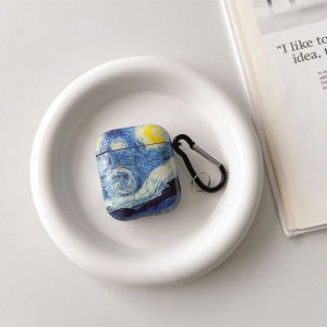 Abstract Headphone Cases for AirPods 4 3 2 Version Pro Van Gogh Oil Painting Cover Para el Air Pods Funda Keychain Hook Up Shell