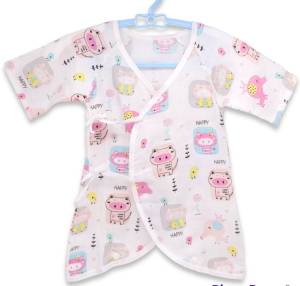 ชุดเด็กอ่อนผ้าฝ้ายมัสลินแบบผูก สไตล์ญี่ปุ่น เนื้อผ้านุ่ม เหมาะสำหรับเด็กแรกเกิด