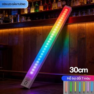Đèn Led Thanh Dài Mỏng Cảm Biến Chuyển Động RGB 7 Màu Đèn Dán Tủ Sạc Usb Trang Trí Phòng Ngủ Toilet