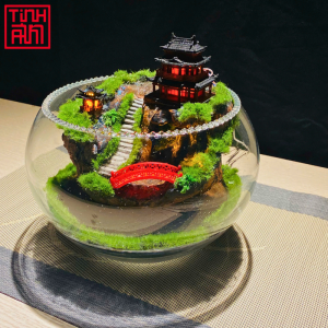 Thác Nước Phong Thủy Tiểu Cảnh Linh Sơn Cổ Tự Tiểu Cảnh Decor Trang Trí Quà Tặng Ý Nghĩa Bình Yên.