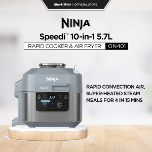 Ninja Speedi 10in1 Rapid Cooker Air Fryer and Multi 5.7L Meals for 4 in 15 Minutes Fry Steam Grill Bake Roast Sear Slow Cook & More Cooks Portions Sea Salt Grey Ninja ON401