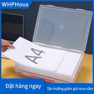 WHPHous Nhựa tập tin lưu trữ hộp tổ chức trong suốt vuông lưu trữ hộp A4 tổ chức hộp máy tính để bàn chống bụi lưu trữ hộp