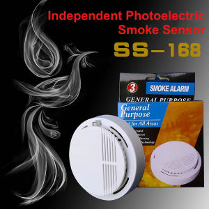 【Free Battery】SS168 Smoke Alarm Photoelectric Sensitive Sensor Fire Wireless Smoke Detector Sensor Indoor Security System Fire Alarm For Home Office