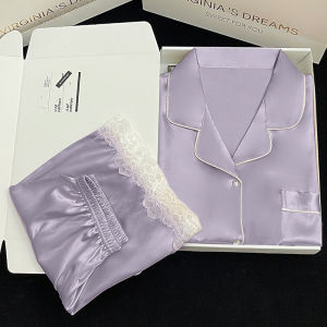 Bộ ngủ Pijama Lụa băng phối ren ngọt ngào mềm mại sang trọng quyến rũ Pj8