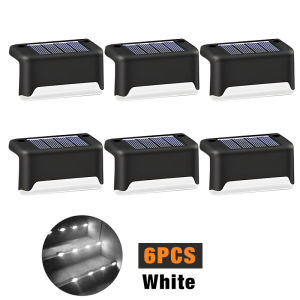6Pcs Đèn Năng Lượng Mặt Trời Đèn Cầu Thang Sân Vườn Ngoài Trời Chống Nước IP65 Hàng Rào Vườn Đèn Năng Lượng Mặt Trời Ngoài Trời