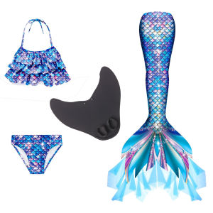 4PCS Girls Mermaid Swimsuit With Monofin For Height 100-155CM Kids  can be used as Birthday Party Dress   Flipper Swimming  Princess Dress performance clothing Cheap