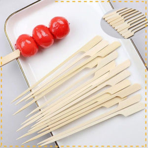 200pcs Wooden Bamboo Skewer Barbeque BBQ Sticks Burger Skewers Kebab Stick Barbeque Burger Fruits Skewers