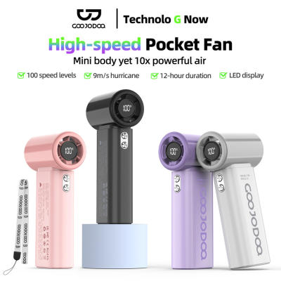 GOOJODOQ High-speed Pocket  kipas angin Fan 10x Enhanced Wind Strength LED Screen and Portable Lanya