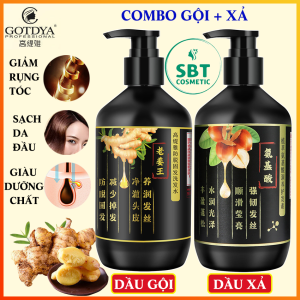 [SIÊU ĐỈNH] COMBO Dầu Gội + Dầu Xả Chiết Xuất Gừng Tươi Và Thảo Dược GOTDYA Chai 500ml Chống Gãy Rụng Tóc Phục Hồi Tóc Hư Tổn Chẻ Ngọn Xơ Rối Dưỡng Ẩm Làm Mềm Mượt Tóc