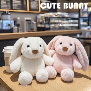 BWNTIX Fluffy Plush Rabbit Pillow Soft Interactive Big Ear Rabbit Plush Toy Baby Appease Doll Cartoon Stuffed Animals Rabbit Toy Home Decor