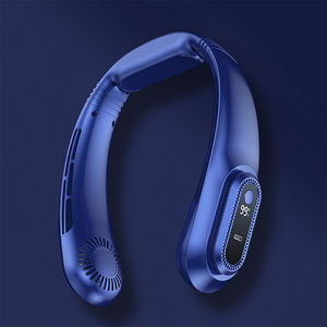 JumboTech Voice Control Neck Fan Wearable USB Charging Hanging Neck Fan Outdoor Mini Leafless Fan Air Conditioner 5 Air Channel 3-Gear Speed 1500mAh Bladeless Fan For Sports Mountain Climbing Walking Cycling