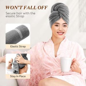 Microfiber Hair Towels Easy Twist Hair Turbans for Drying Wet Hair Fit with Buttons
