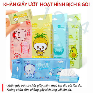 Set 8 Khăn ướt mini Giấy ướt mini bỏ túi du lịch tiện lợi 1 gói to gồm 8 gói nhỏ Dùng Một Lần