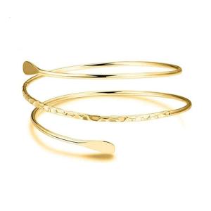 Upper Arm Bracelet Metal Coil Swirl Spiral Shape Armband Cuff Fashion Simple Arm Bangle Armlet Adjustable for Women Girl