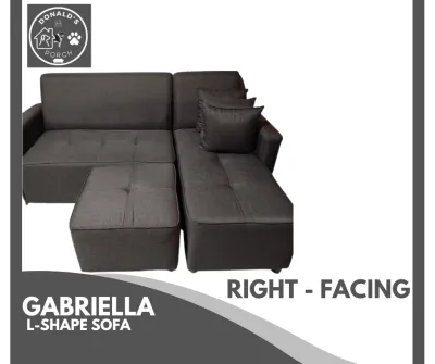 GABRIELLA MINIMALIST L-SHAPE SOFA SET FOR STYLISH LIVING ROOM WITH 3 PCS PILLOWS & 1 FOOTSTOOL - DONALDs PORCH