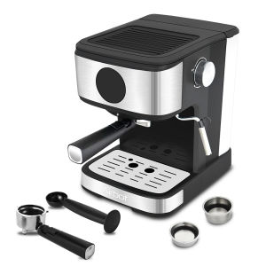 Airbot CM7000 เครื่องชงกาแฟ 20 บาร์ เครื่องตีฟองนมแบบปรับได้ เครื่องชงกาแฟสด 1.5ลิตรพสีเทา ร้องเรียน 850w ก้านชง+ถ้วยกรอง 1 และ 2ช็อต