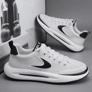 Men Korean Fashion Mesh Breathable Sports Sneakers Running Shoes Comfortable Thick Sole Casual Black Rubber Shoes For Men On Sale