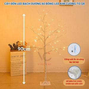 Đèn led trang trí hình cây Bạch Dương trang tri tết 2025 noel quán Coffee decor phòng siêu lung linhnhiều kích thước