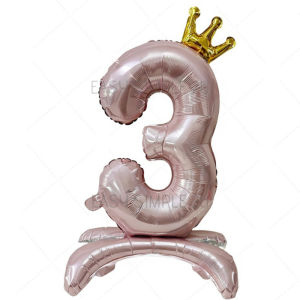(1Pc) 32Inch Standing Number Foil Balloon 0-9 Gradient Rainbow White Gold Silver Pink Blue Iridescent Jelly Crystal Stand Up Digital Balloons Happy Birthday Party Decoration Decor Kids Boy Girl Adult Anniversary Celebrations Backdrop Photo Props Set