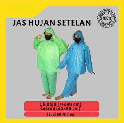 Jas Hujan DUA MARMUT Setelan Tebal Murah 100% Produk Lokal Kualitas Ekspor WARNA RANDOM