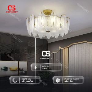 Đèn trần lông vũ xòe mềm mại sang trọng decor phòng ngủ phòng khách với ánh sáng dịu nhẹ an toàn cho mắt