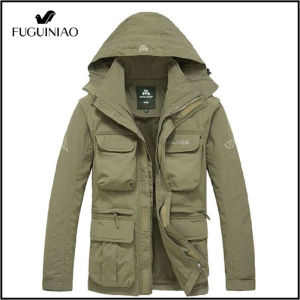 Fuguiniao Men Tactical Coat Sleeves Detachable Military Jacket Men Windproof Waterproof Multi Pockets Hooded Jacket M-4XL