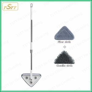 【Original】Long Ceiling Cleaning Mop For High Wall Glass Cleaner Wiper Window Cleaning Tools Telescopic Car Wash Mop Wall Brush Cleaner Rotating Triangular Cleaning Mop 抹墙壁三角形拖把