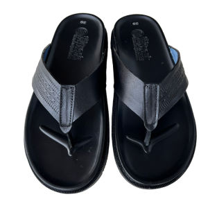 Dép nam xỏ ngón da bò màu đen đề cao 2.5cm thời trang trẻ trung XN156