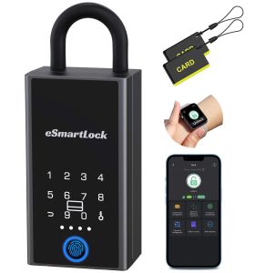 Smart Key Lock Box with CodeBluetooth RFID Fingerprint Lock Box APP ControlElectronic Dital Lock BoxLarger Waterproof Key Lock Box Wall Mount for House Realtor Office Warehouse Airbnb