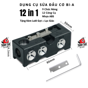 Dụng Cụ Sửa Chữa Đầu Cơ Bida 9 Chức Năng Gọt - Xăm Đầu Tẩy Bi-A Đa Năng 12in1 [ BOX Sửa Đầu Cơ 8in1 ]