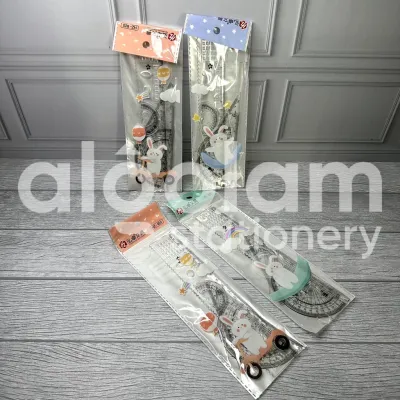 AlQolam SATU SET ( 4 PCS ) Penggaris Set 4 in 1 Tipis 20 Cm