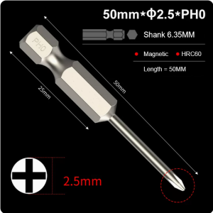 🧲(PH0_50MM) Magnetic Hex 6.35mm Screwdriver Bits