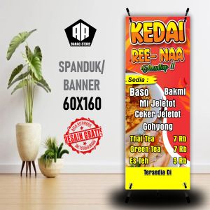 Cetak Banner Cetak Spanduk Kedai  Bakso  Minuman Ukuran 60X160 CM  BISA REQUEST