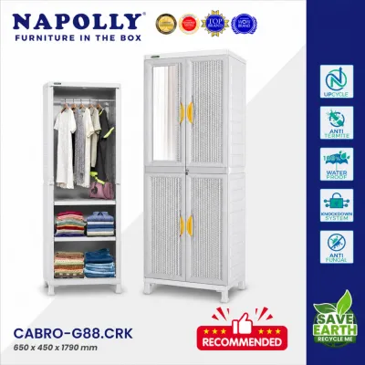 Napolly Lemari CABRO G88 CRK PUMA Lemari 4 Susun + Cermin Bahan Plastik Berkualitas - TD